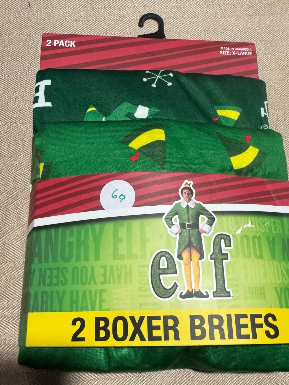 ELF Men's Green Festive Boxer Briefs 2-Pack‎